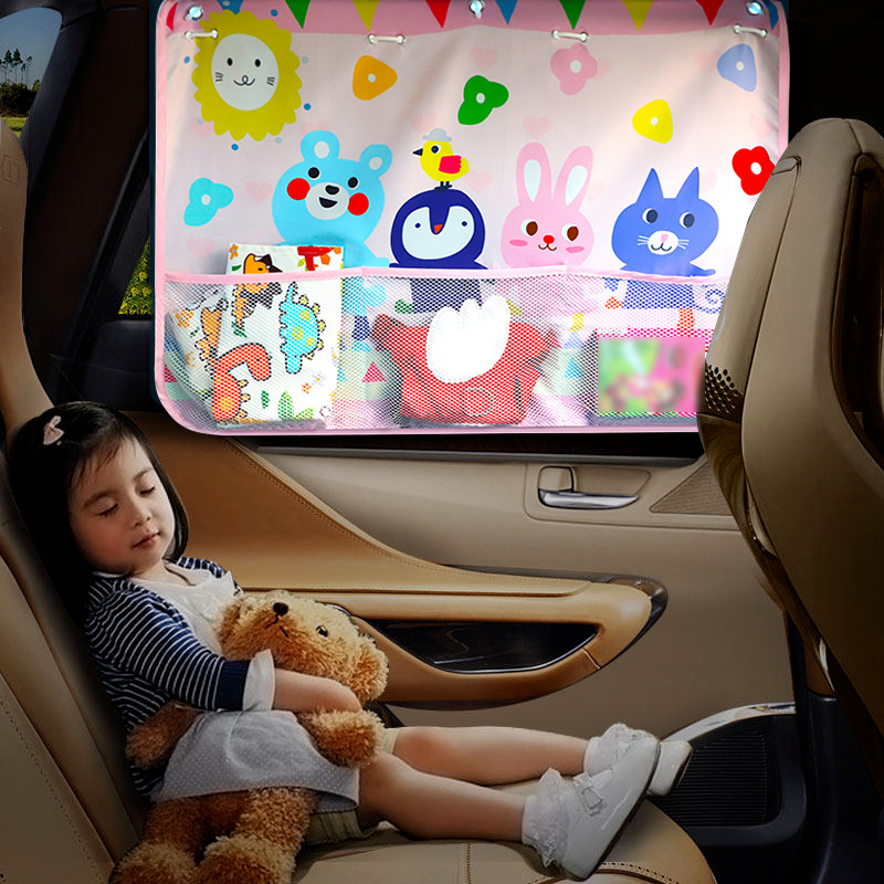 Car Side Window Sunshade Curtains Adjustable Car Auto Windows Sun Visor Cartoon Blinds Cover Sun Shade for Baby Kid Children